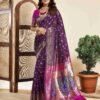 Dark Purple Silk Woven Paithani Saree