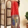 Red Silk Woven Paithani Saree - Image 3
