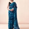 Blue Georgette Printed Ready to Wear Saree