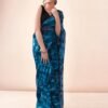 Blue Georgette Printed Ready to Wear Saree - Image 3