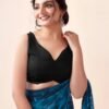 Blue Georgette Printed Ready to Wear Saree - Image 7
