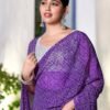 Ready to Wear Purple Georgette Printed Saree - Image 5