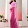 Ready to Wear Light Pink Georgette Plain Saree