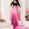 Ready to Wear Light Pink Georgette Plain Saree - Image 7