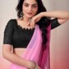 Ready to Wear Light Pink Georgette Plain Saree - Image 6