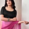 Ready to Wear Light Pink Georgette Plain Saree - Image 5