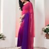 Ready to Wear Pink Georgette Plain Saree - Image 6