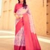 Ready To Wear Rose Pink Silk Printed Saree