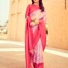 Ready To Wear Rose Pink Silk Printed Saree - Image 3