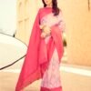 Ready To Wear Rose Pink Silk Printed Saree - Image 2
