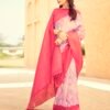 Ready To Wear Rose Pink Silk Printed Saree - Image 7