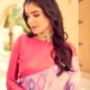 Ready To Wear Rose Pink Silk Printed Saree - Image 6