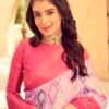 Ready To Wear Rose Pink Silk Printed Saree - Image 5