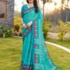 Ready To Wear Blue Cotton Printed Saree - Image 3