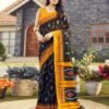 Ready To Wear Black Cotton Printed Saree - Image 3