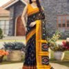 Ready To Wear Black Cotton Printed Saree