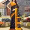 Ready To Wear Black Cotton Printed Saree - Image 2
