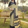 Ready To Wear Pastel Yellow Cotton Printed Saree - Image 7