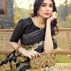 Ready To Wear Pastel Yellow Cotton Printed Saree - Image 4