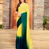 Ready To Wear Yellow Chiffon Plain Saree