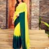 Ready To Wear Yellow Chiffon Plain Saree - Image 7
