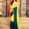 Ready To Wear Yellow Chiffon Plain Saree - Image 5