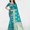 Turquoise Jacquard Banarasi Silk Saree
