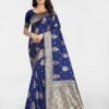 Navy Blue Jacquard Banarasi Silk Saree