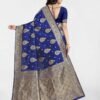 Navy Blue Jacquard Banarasi Silk Saree - Image 2