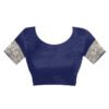 Navy Blue Jacquard Banarasi Silk Saree - Image 4