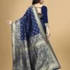 Navy Blue Jacquard Banarasi Silk Saree - Image 2