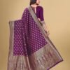 Wine Banarasi Silk Saree - Image 2