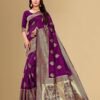 Wine Jacquard Banarasi Silk Saree