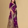 Wine Jacquard Banarasi Silk Saree - Image 4