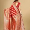 Red Jacquard Banarasi Silk Saree - Image 2