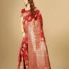 Red Jacquard Banarasi Silk Saree - Image 3