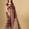 Maroon Jacquard Banarasi Silk Saree