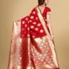 Red Jacquard Banarasi Silk Saree - Image 2