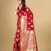 Red Jacquard Banarasi Silk Saree - Image 3