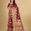 Maroon Jacquard Banarasi Silk Saree