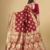 Maroon Jacquard Banarasi Silk Saree - Image 2