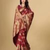 Maroon Jacquard Banarasi Silk Saree - Image 4