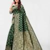 Green Jacquard Banarasi Silk Saree - Image 3