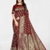 Maroon Jacquard Banarasi Silk Saree