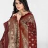 Maroon Jacquard Banarasi Silk Saree - Image 4