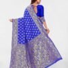 Royal Blue Jacquard Banarasi Silk Saree - Image 2