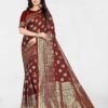 Maroon Jacquard Banarasi Silk Saree