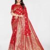 Red Jacquard Banarasi Silk Saree