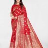 Red Jacquard Banarasi Silk Saree - Image 2