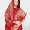 Red Jacquard Banarasi Silk Saree - Image 5